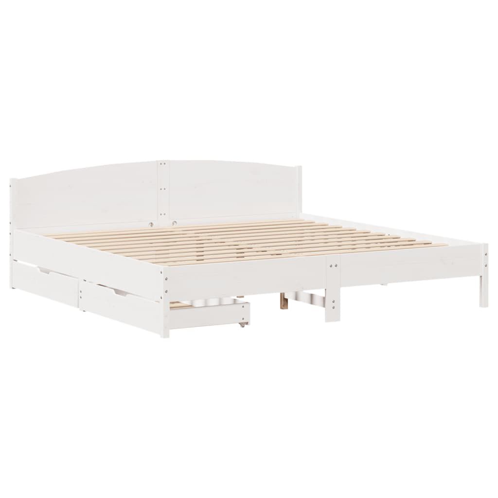 vidaXL Σκελετός Κρεβ. Χωρίς Στρώμα Λευκό 180x200 εκ Μασίφ Πεύκο