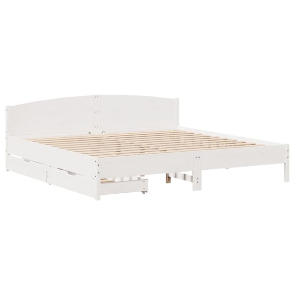 vidaXL Σκελετός Κρεβ. Χωρίς Στρώμα Λευκό 180x200 εκ Μασίφ Πεύκο
