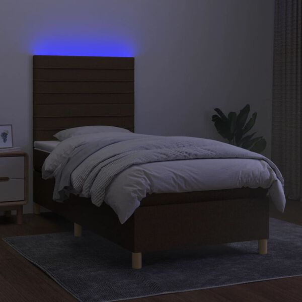 vidaXL &Kappa;&rho;&epsilon;&beta;ά&tau;&iota; Boxspring &mu;&epsilon; &Sigma;&tau;&rho;ώ&mu;&alpha; & LED &Sigma;&kappa;.&Kappa;&alpha;&phi;έ 90x190 &epsilon;&kappa;. &Upsilon;&phi;&alpha;&sigma;&mu;ά&tau;&iota;&nu;&omicron;