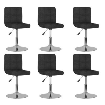 vidaXL Καρέκλες Τραπεζαρίας Περιστρεφόμενες 6 τεμ. Μαύρες Υφασμάτινες