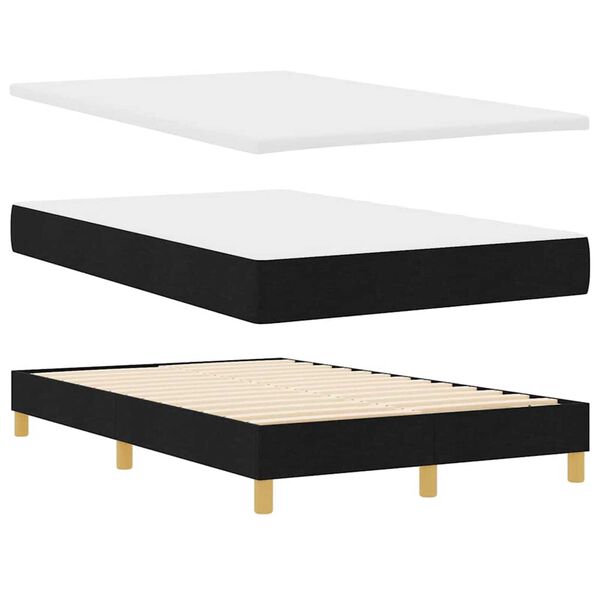 vidaXL Κρεβάτι με ελατήρια με στρώμα Μαύρο 120 x 190 cm ύφασμα