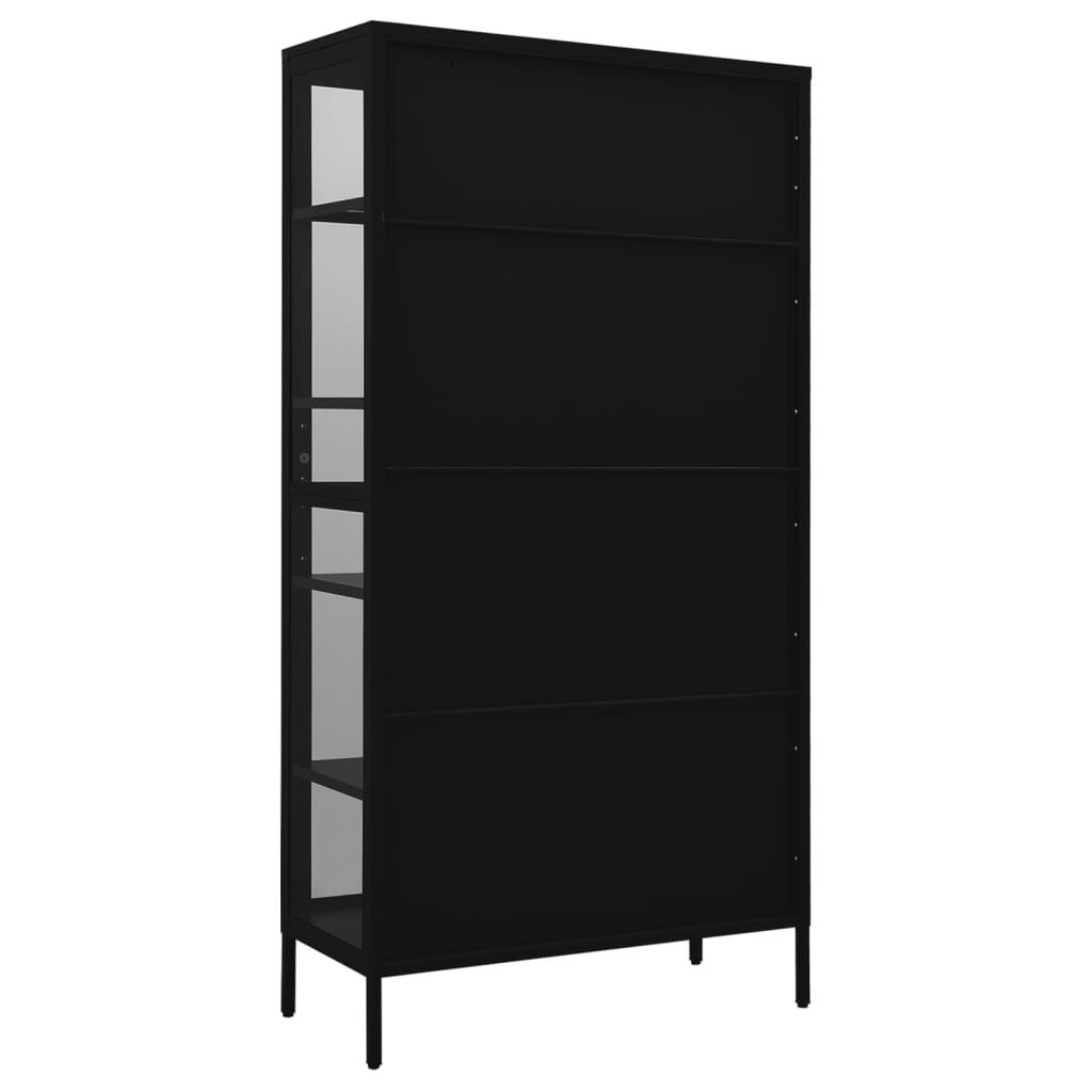 vidaXL Ντουλάπα Βιτρίνας Μαύρη 90 x 40 x 180 εκ. Ατσάλι / Ψημένο Γυαλί