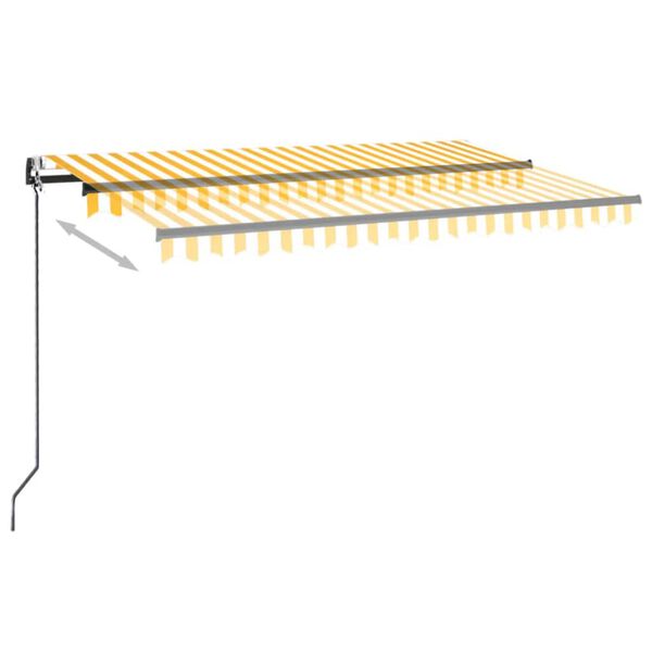 vidaXL Τέντα Αυτόματη με LED & Αισθ. Ανέμου Κίτρινο/Λευκό 400x350 εκ.