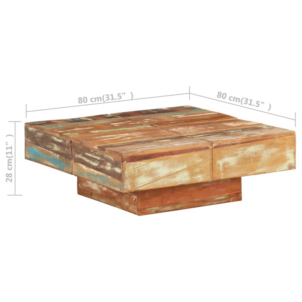 vidaXL Τραπεζάκι Σαλονιού 80 x 80 x 28 εκ. από Μασίφ Ανακυκλωμένο Ξύλο