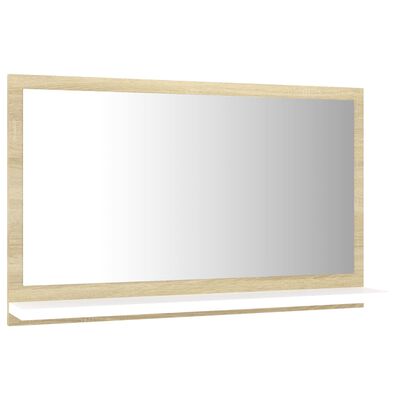 vidaXL Καθρέφτης Μπάνιου Λευκό/Sonoma Δρυς 60x10,5x37 εκ. Μοριοσανίδα
