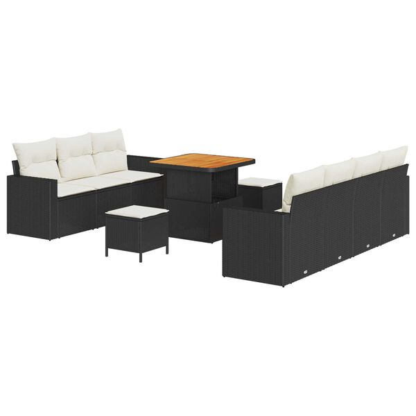 vidaXL Σετ Καναπέ Κήπου 10 pcs Μαύρο συνθετικό ρατάν