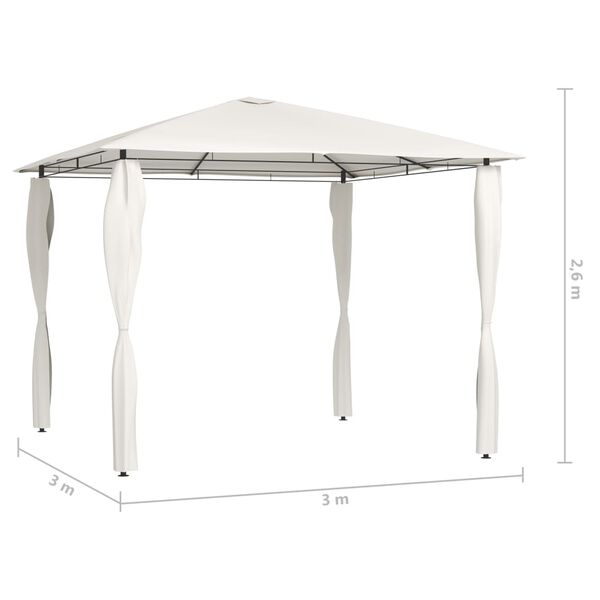 vidaXL Κιόσκι με Καλύμματα Στύλων Κρεμ 3 x 3 x 2,6 μ. 160 γρ./μ²