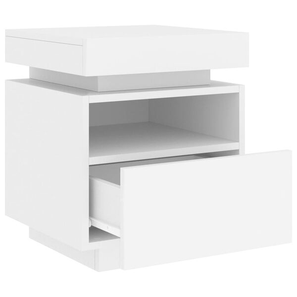 vidaXL Κομοδίνο με Φώτα LED Λευκό 40 x 39 x 48,5 εκ.