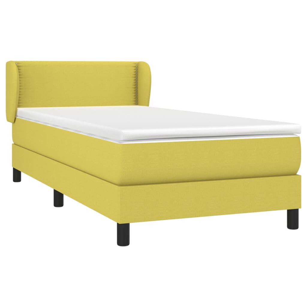vidaXL Κρεβάτι Boxspring με Στρώμα Πράσινο 100 x 200 εκ. Υφασμάτινο