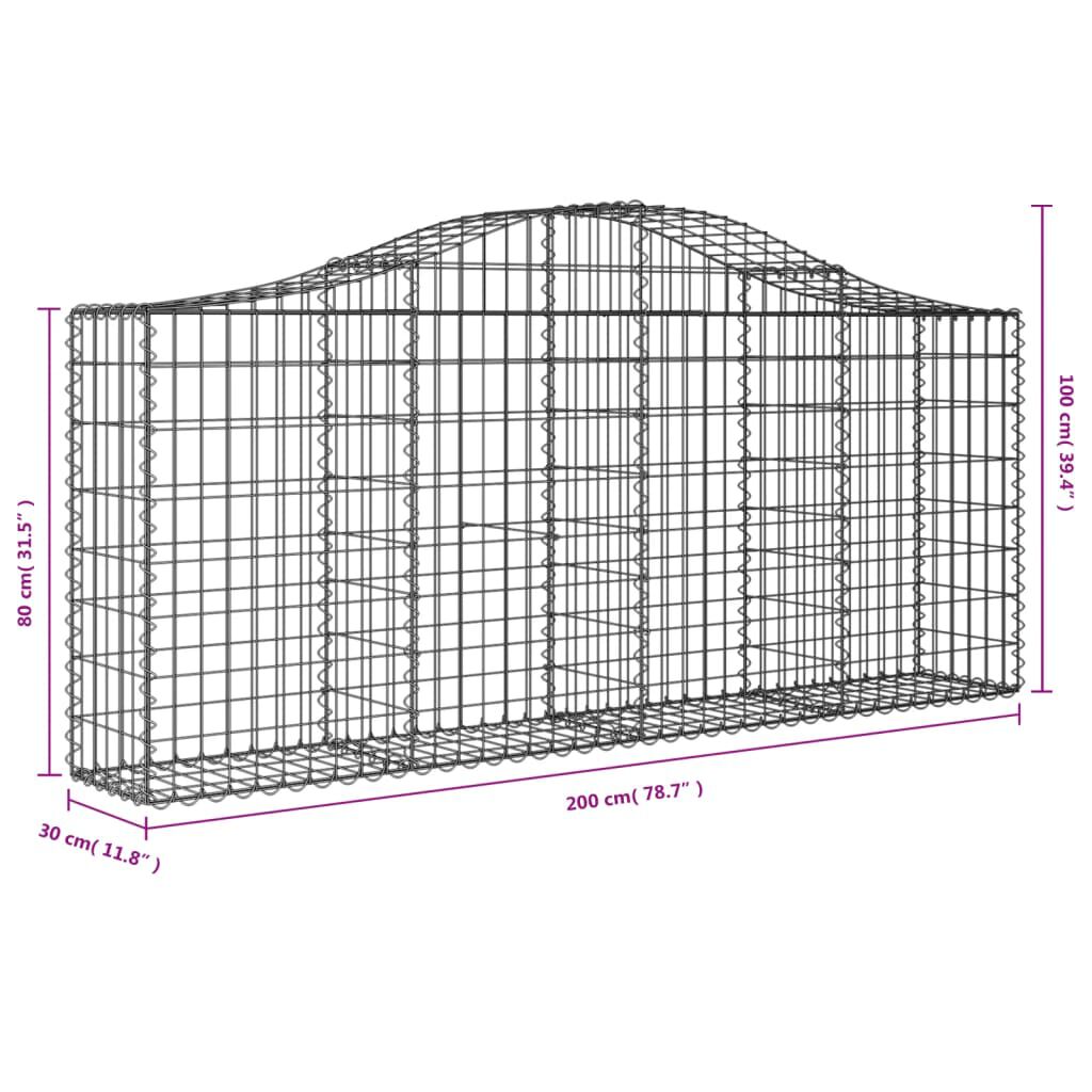 vidaXL Συρματοκιβώτια Τοξωτά 11 τεμ. 200x30x80/100 εκ. Γαλβαν. Ατσάλι