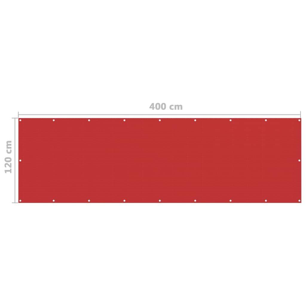 vidaXL Διαχωριστικό Βεράντας Κόκκινο 120 x 400 εκ. από HDPE