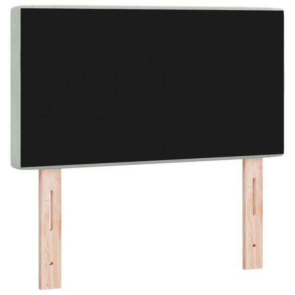vidaXL Κεφαλάρι LED με φώτα λωρίδας LED Ανοιχτό γκρι 80 cm Βελούδο