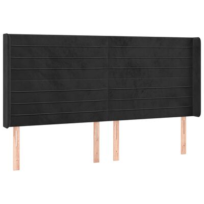 vidaXL Κεφαλάρι Κρεβατιού LED Μαύρο 183x16x118/128 εκ. Βελούδινο