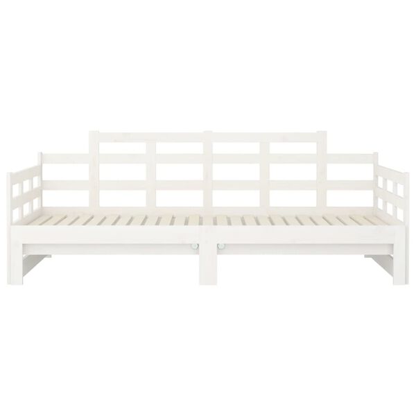 vidaXL Καναπές Κρεβάτι Συρόμενος Λευκός 2x(90x200) εκ. από Μασίφ Πεύκο