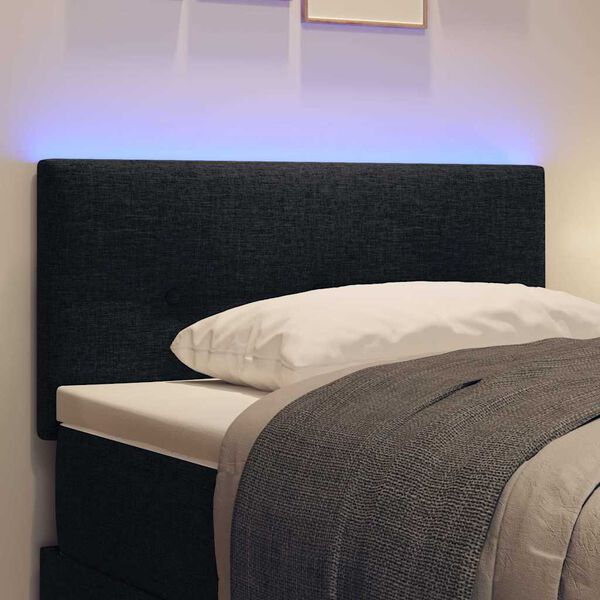 vidaXL LED Κεφαλάρι με φώτα λωρίδας LED με κεφαλάρι Μαύρο 80 cm ύφασμα