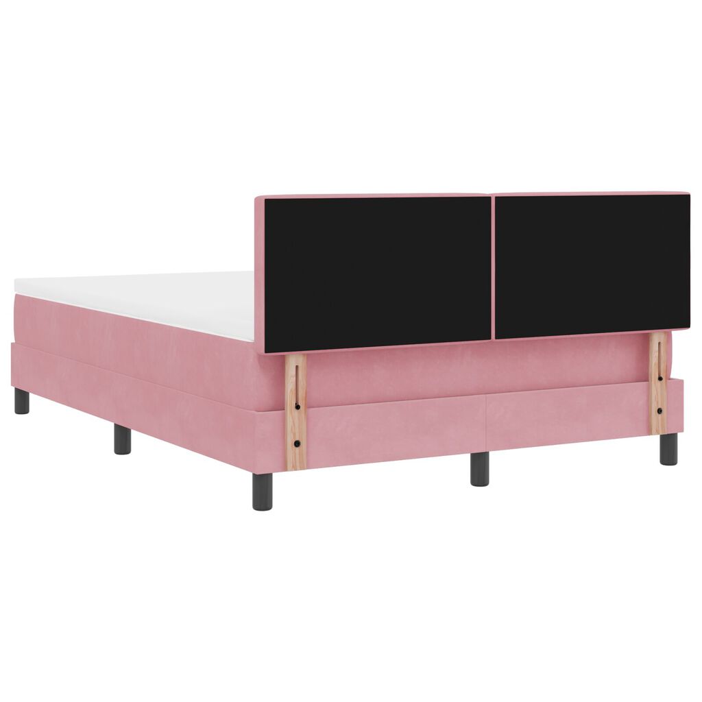 vidaXL Κρεβάτι Box Spring με Στρώμα Ροζ 140x200 εκ Βελούδο