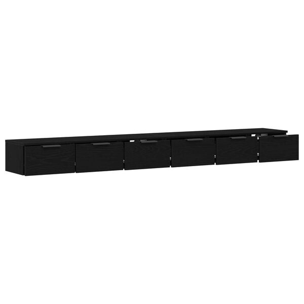 vidaXL Ντουλάπα Τοίχου με συρτάρι 2 pcs Μαύρη δρυς 102 x 30 x 20 εκ.