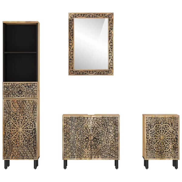 vidaXL Έπιπλα Μπάνιου Σετ 4 Τεμαχίων από Μασίφ Ξύλο Μάνγκο