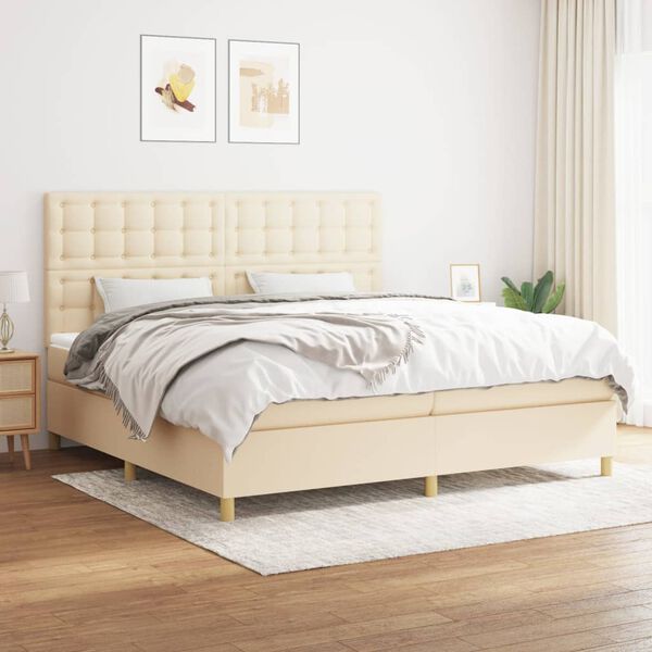 vidaXL &Kappa;&rho;&epsilon;&beta;ά&tau;&iota; Boxspring &mu;&epsilon; &Sigma;&tau;&rho;ώ&mu;&alpha; &Kappa;&rho;&epsilon;&mu; 200x200 &epsilon;&kappa;. &Upsilon;&phi;&alpha;&sigma;&mu;ά&tau;&iota;&nu;&omicron;