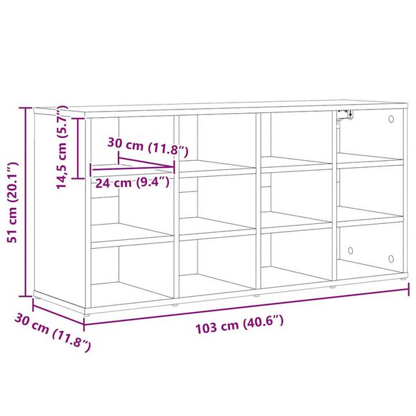 vidaXL Ντουλάπα Παπουτσιών Λευκό 103 x 30 x 51 εκ. Επεξεργασμένο ξύλο