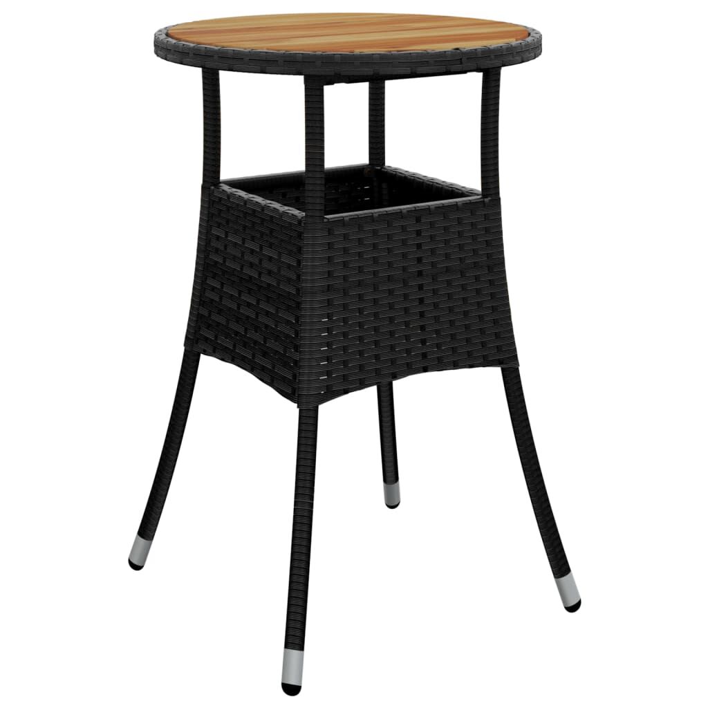 vidaXL Σετ Επίπλων Bistro Κήπου 3 τεμ Μαύρο Συνθετ. Ρατάν με Μαξιλάρια