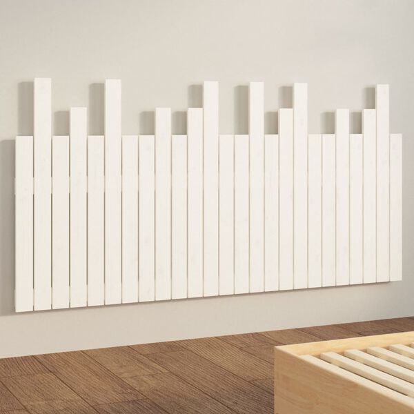 vidaXL Κεφαλάρι Τοίχου Λευκό 159,5x3x80 εκ. από Μασίφ Ξύλο Πεύκου