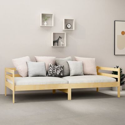 vidaXL Καναπές Κρεβάτι με Στρώμα 90 x 200 εκ. από Μασίφ Ξύλο Πεύκου