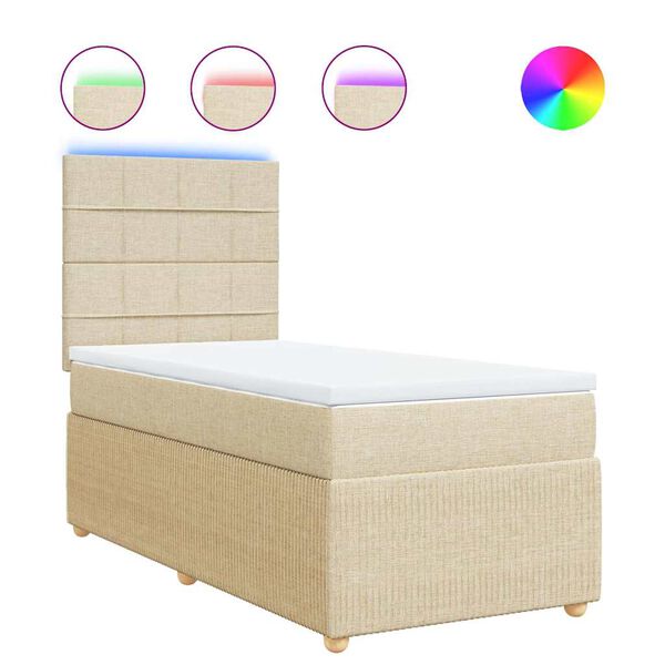vidaXL Κρεβάτι Boxspring με Στρώμα Κρεμ 100 x 200 εκ. Υφασμάτινο