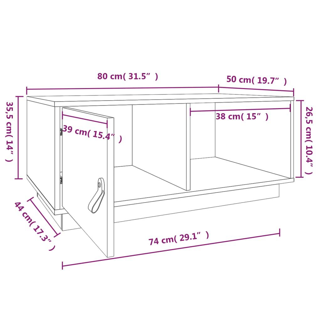 vidaXL Τραπεζάκι Σαλονιού Καφέ μελί80x50x35,5εκ. από Μασίφ Ξύλο Πεύκου