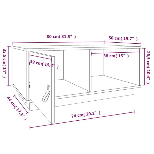 vidaXL Τραπεζάκι Σαλονιού Καφέ μελί80x50x35,5εκ. από Μασίφ Ξύλο Πεύκου