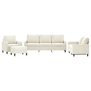 vidaXL Πολυθρόνες Σετ 4 Τεμαχίων Κρεμ από Βελούδο με Μαξιλάρια