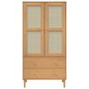 vidaXL Ντουλάπα SENJA Καφέ / Ρατάν 90 x 55 x 175 εκ. Μασίφ Ξύλο Πεύκου