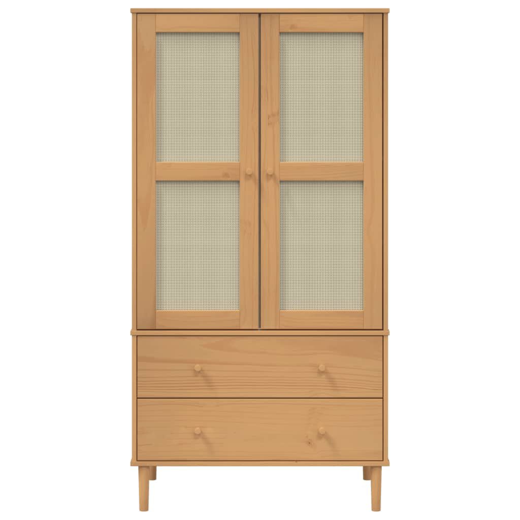 vidaXL Ντουλάπα SENJA Καφέ / Ρατάν 90 x 55 x 175 εκ. Μασίφ Ξύλο Πεύκου