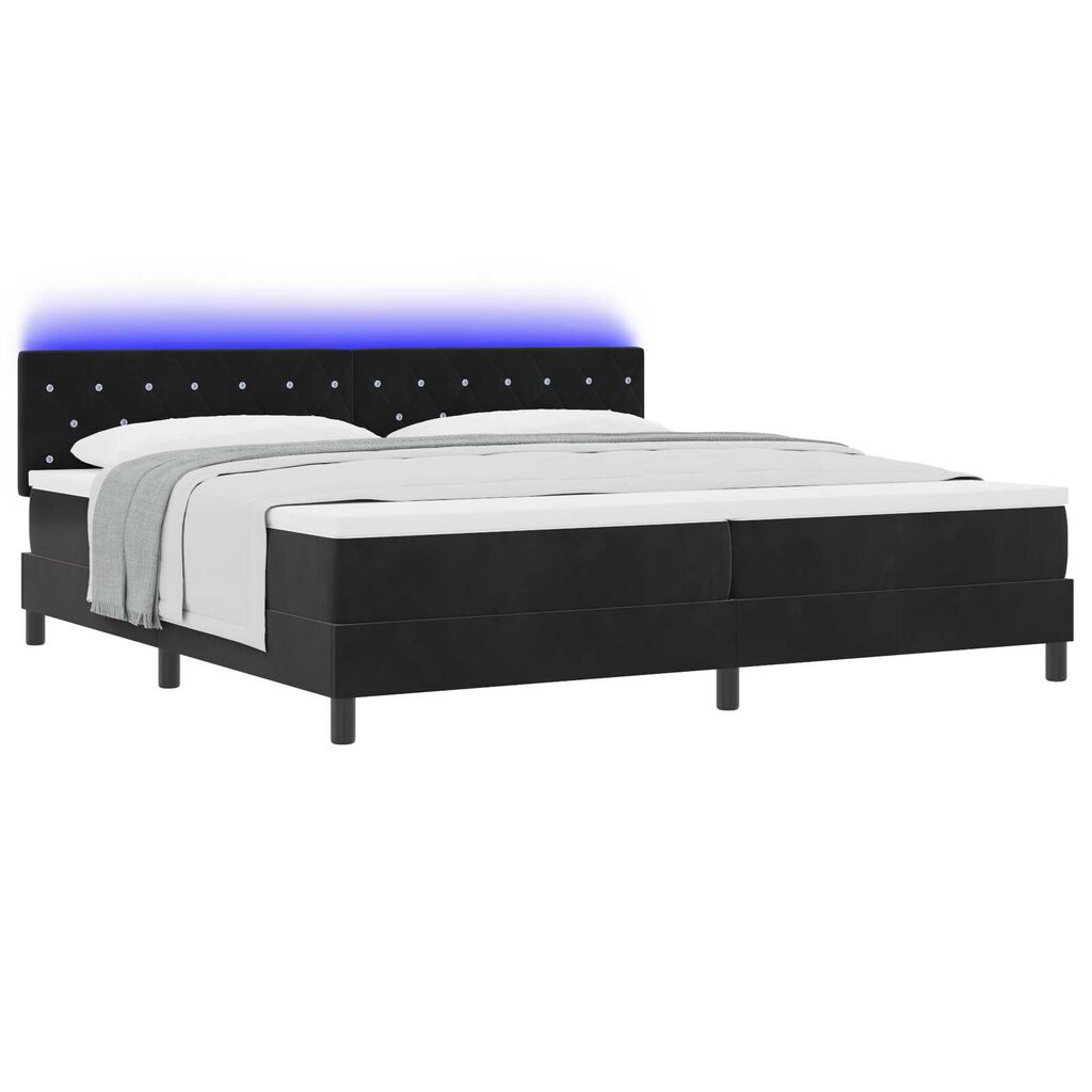vidaXL Κρεβάτι με ελατήρια με στρώμα Μαύρο 200 x 200 cm Βελούδο