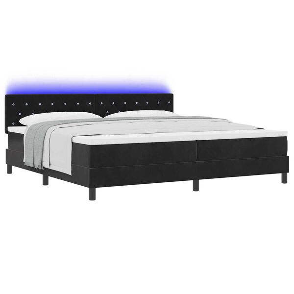 vidaXL Κρεβάτι με ελατήρια με στρώμα Μαύρο 200 x 200 cm Βελούδο