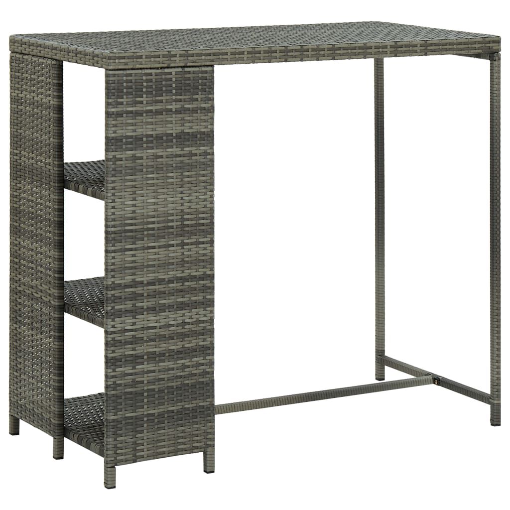 vidaXL Τραπέζι Μπαρ με Ράφια Γκρι 120x60x110 εκ. από Συνθετικό Ρατάν