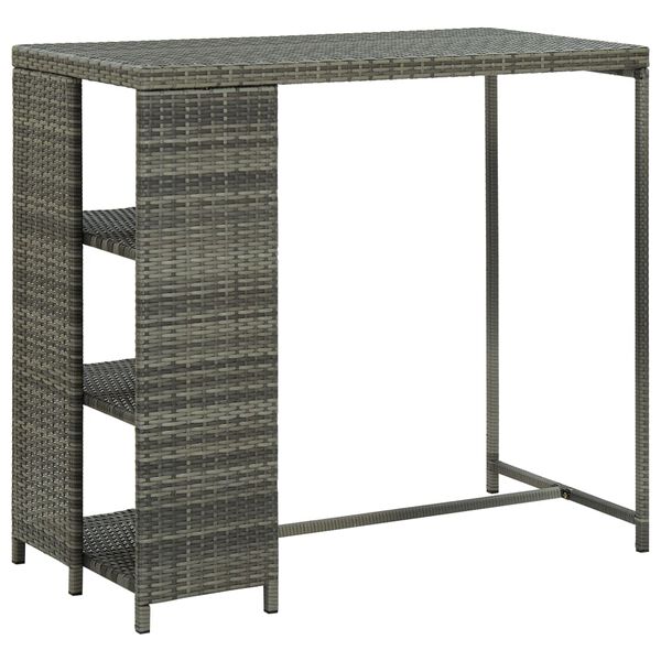 vidaXL Τραπέζι Μπαρ με Ράφια Γκρι 120x60x110 εκ. από Συνθετικό Ρατάν