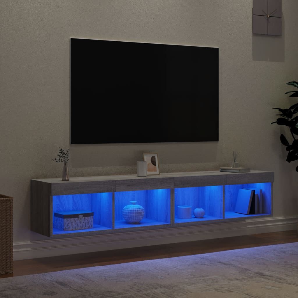 vidaXL Έπιπλα Τηλεόρασης με LED 2 τεμ. Γκρι Sonoma 80 x 30 x 30 εκ.