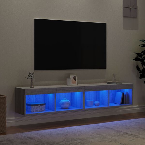 vidaXL Έπιπλα Τηλεόρασης με LED 2 τεμ. Γκρι Sonoma 80 x 30 x 30 εκ.
