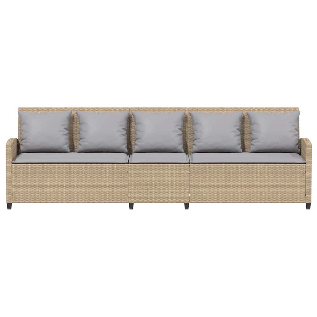 vidaXL Καναπές κήπου 5θέσιος με μαξιλάρια Μπεζ Poly Rattan
