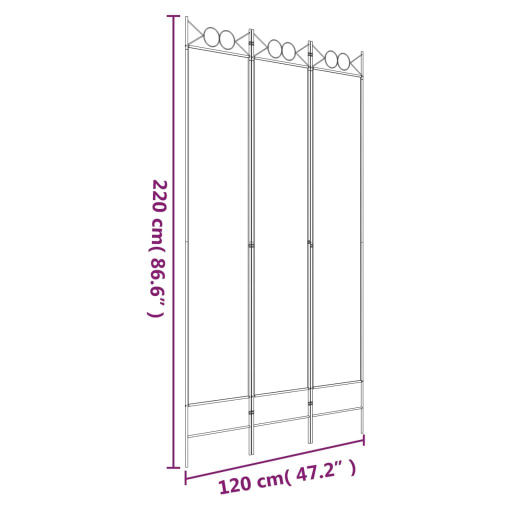 vidaXL Διαχωριστικό Δωματίου με 3 Πάνελ Καφέ 120x220 εκ. από Ύφασμα