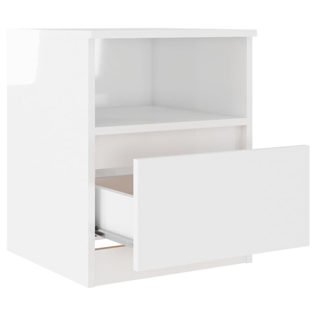vidaXL Κομοδίνο Γυαλιστερό Λευκό 40 x 40 x 50 εκ. από Επεξ. Ξύλο