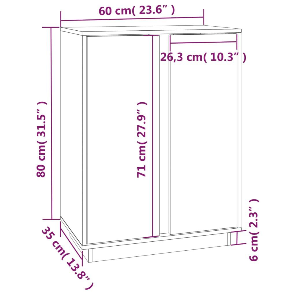 vidaXL Ντουλάπι Καφέ Μέλι 60x35x80 εκ. από Μασίφ Ξύλο Πεύκου