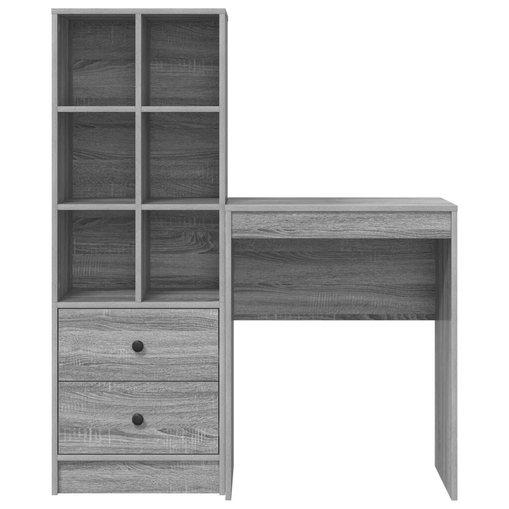 vidaXL Γραφείο με αποθηκευτικό χώρο με συρτάρι 2 pcs Γκρι sonoma