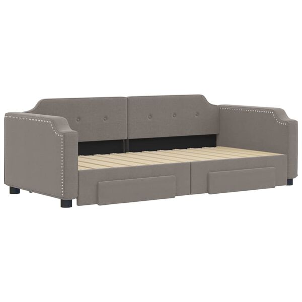 vidaXL Καναπές Κρεβάτι Συρόμενος Taupe 80x200 εκ. Υφασμάτινος Συρτάρια
