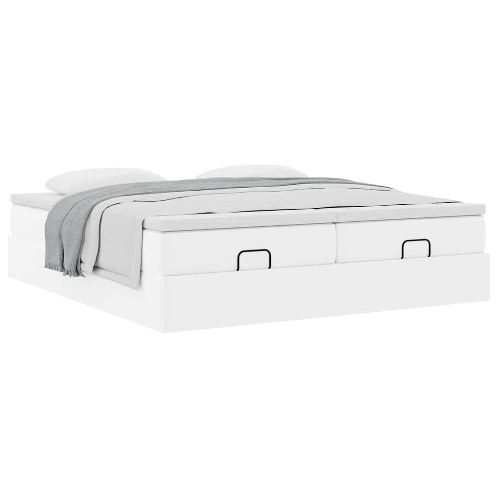 vidaXL Οθωμανικό κρεβάτι με στρώματα Λευκό 200x200cm Faux Leather