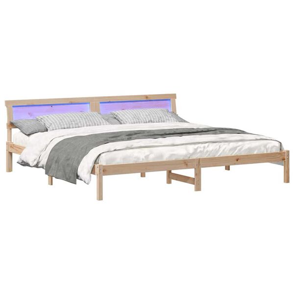 vidaXL Σκελετός Κρεβατιού Καφέ 200 x 200 cm Μασίφ ξύλο πεύκου