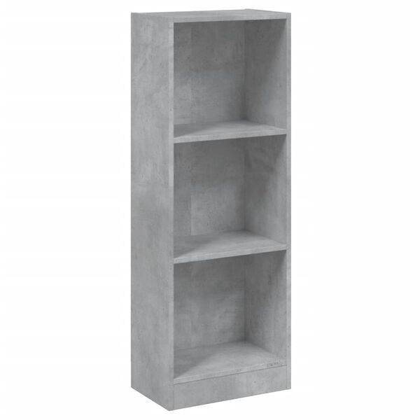 vidaXL Βιβλιοθήκη με 3 Ράφια Γκρι Σκυροδ. 40x24x109 εκ. Επεξεργ. Ξύλο