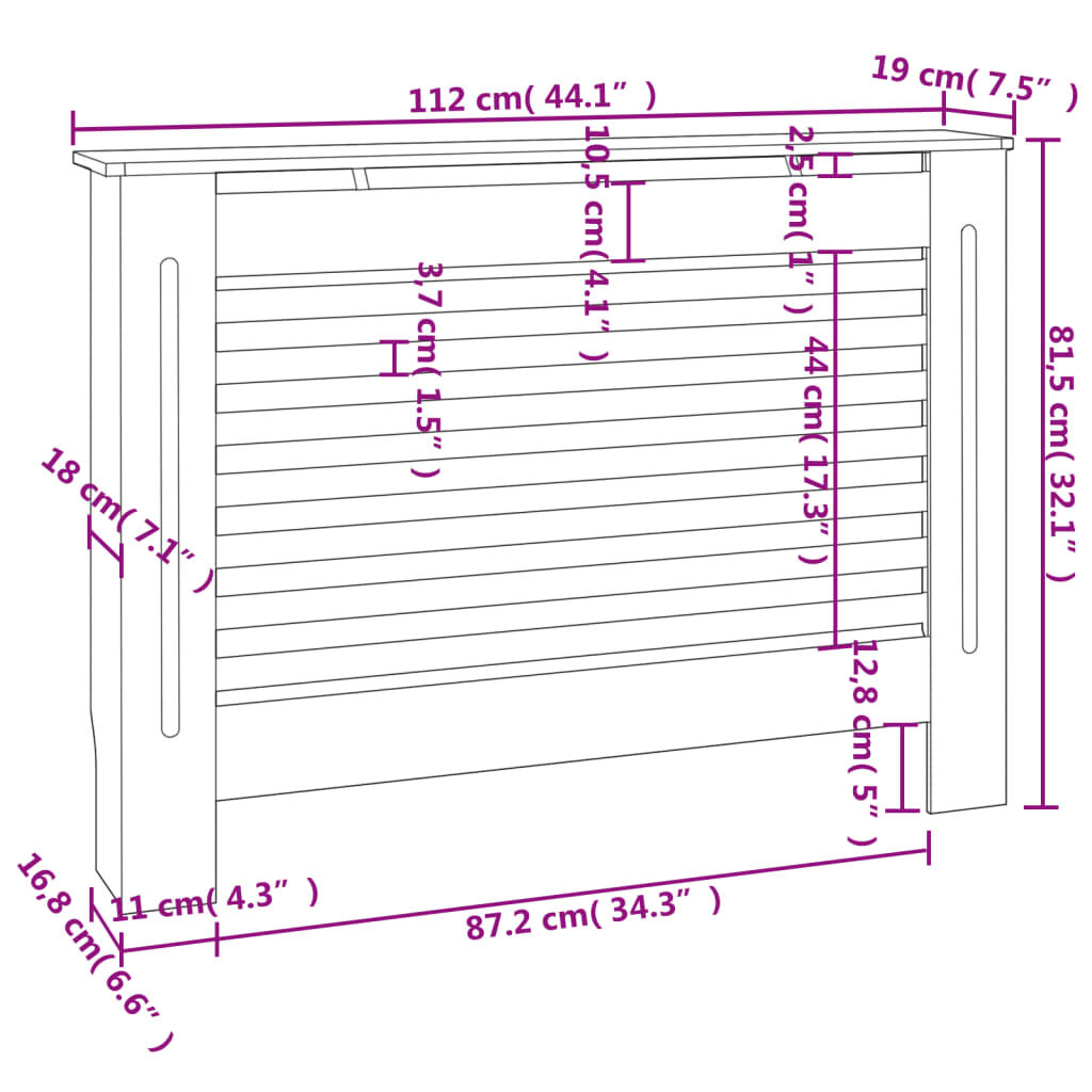 vidaXL Κάλυμμα Καλοριφέρ Ανθρακί 112 x 19 x 81,5 εκ. από MDF