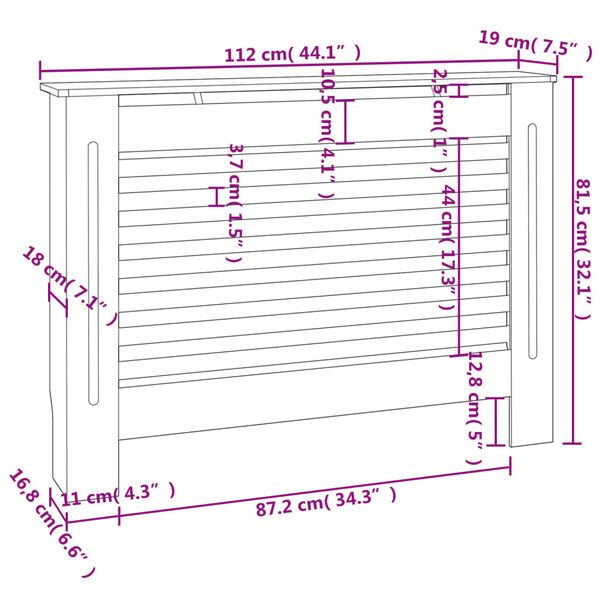 vidaXL Κάλυμμα Καλοριφέρ Ανθρακί 112 x 19 x 81,5 εκ. από MDF